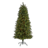 6’ Slim West Virginia Mountain Pine Artificial Christmas Tree with 300 Clear Lights and 629 Bendable Branches-Christmas Tree-Parc Decor
