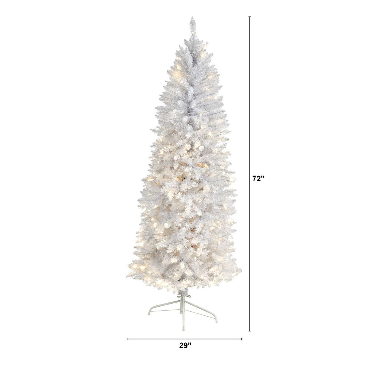 6’ Slim White Artificial Christmas Tree with 250 Warm White LED Lights and 743 Bendable Branches-Christmas Tree-Parc Decor