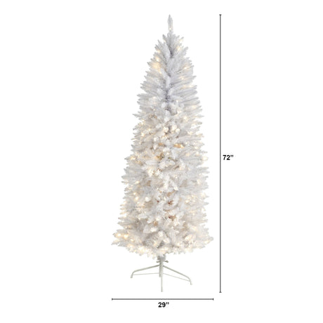 6’ Slim White Artificial Christmas Tree with 250 Warm White LED Lights and 743 Bendable Branches-Christmas Tree-Parc Decor