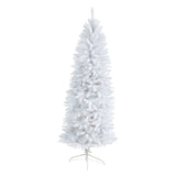 6’ Slim White Artificial Christmas Tree with 250 Warm White LED Lights and 743 Bendable Branches-Christmas Tree-Parc Decor