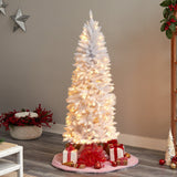 6’ Slim White Artificial Christmas Tree with 250 Warm White LED Lights and 743 Bendable Branches-Christmas Tree-Parc Decor