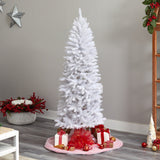6’ Slim White Artificial Christmas Tree with 250 Warm White LED Lights and 743 Bendable Branches-Christmas Tree-Parc Decor