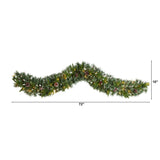 6’ Snow Tipped Christmas Artificial Garland with 35 Clear LED Lights and Pine Cones-Garland-Parc Decor