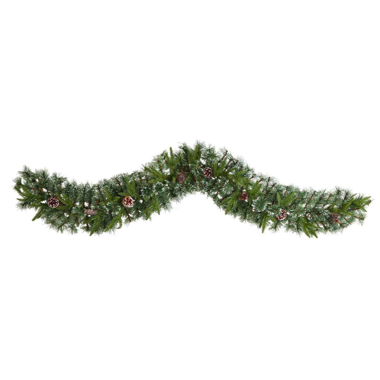 6’ Snow Tipped Christmas Artificial Garland with 35 Clear LED Lights and Pine Cones-Garland-Parc Decor