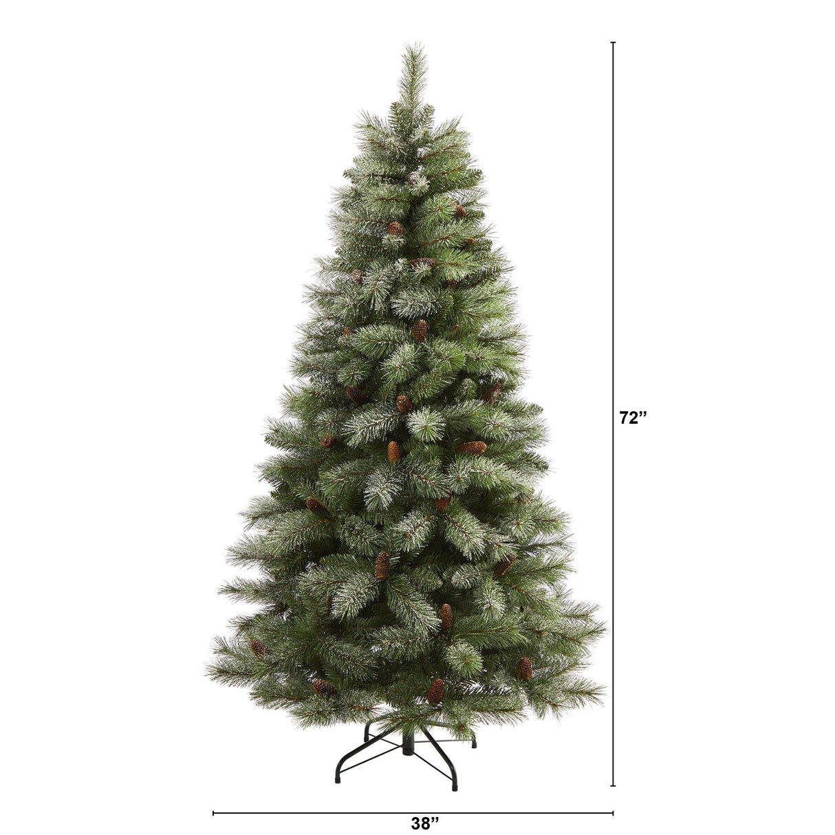 6’ Snowed French Alps Mountain Pine Artificial Christmas Tree with 583 Bendable Branches and Pine Cones-Christmas Tree-Parc Decor