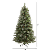 6’ Snowed French Alps Mountain Pine Artificial Christmas Tree with 583 Bendable Branches and Pine Cones-Christmas Tree-Parc Decor