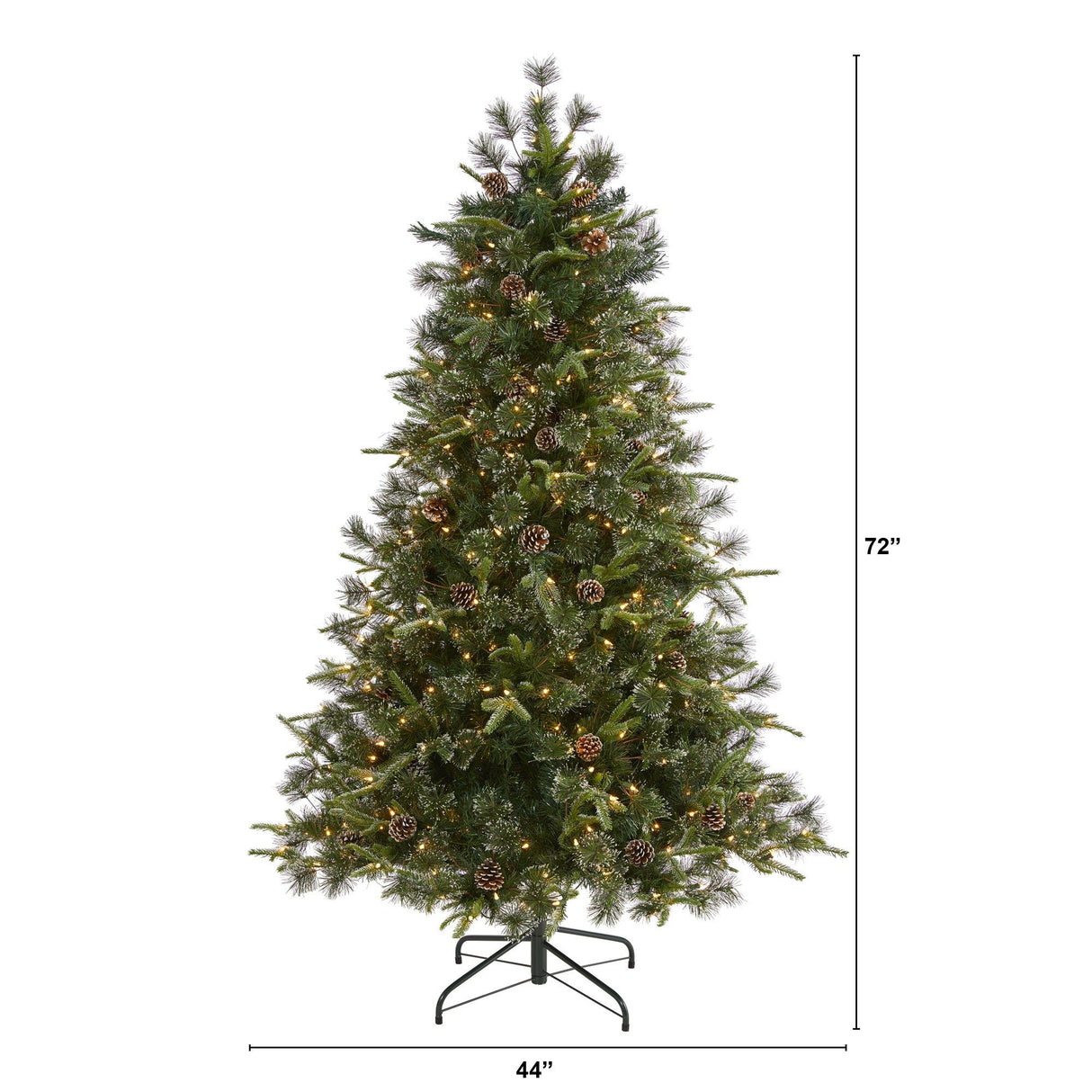6’ Snowed Tipped Clermont Mixed Pine Artificial Christmas Tree with 250 Clear LED Lights, Pine Cones and 1242 Bendable Branches-Christmas Tree-Parc Decor