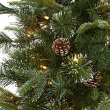 6’ Snowed Tipped Clermont Mixed Pine Artificial Christmas Tree with 250 Clear LED Lights, Pine Cones and 1242 Bendable Branches-Christmas Tree-Parc Decor