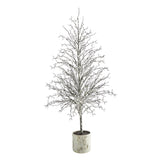 6’ Snowed Twig Artificial Christmas Tree in Decorative Planter-Christmas Tree-Parc Decor
