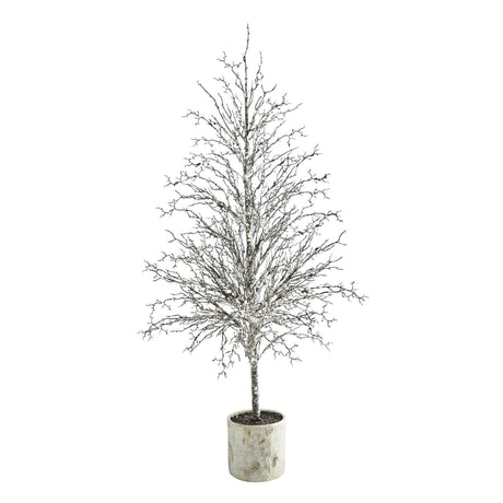 6’ Snowed Twig Artificial Christmas Tree in Decorative Planter-Christmas Tree-Parc Decor