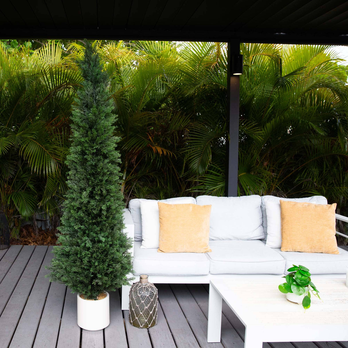 6’ UV Resistant Artificial Cedar Tree in Decorative White Planter (Indoor/Outdoor)-Tree-Parc Decor