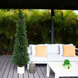 6’ UV Resistant Artificial Cedar Tree in Decorative White Planter (Indoor/Outdoor)-Tree-Parc Decor