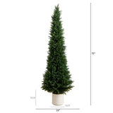 6’ UV Resistant Artificial Cedar Tree in Decorative White Planter (Indoor/Outdoor)-Tree-Parc Decor