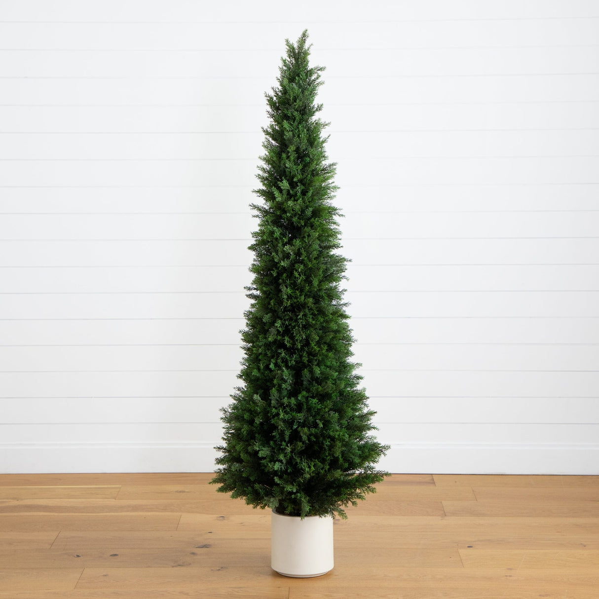 6’ UV Resistant Artificial Cedar Tree in Decorative White Planter (Indoor/Outdoor)-Tree-Parc Decor