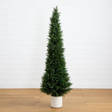 6’ UV Resistant Artificial Cedar Tree in Decorative White Planter (Indoor/Outdoor)-Tree-Parc Decor