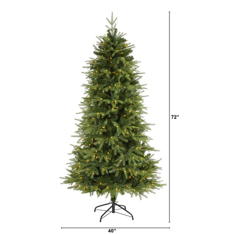 6’ Vancouver Fir “Natural Look” Artificial Christmas Tree with 350 Clear LED Lights and 1870 Bendable Branches-Christmas Tree-Parc Decor