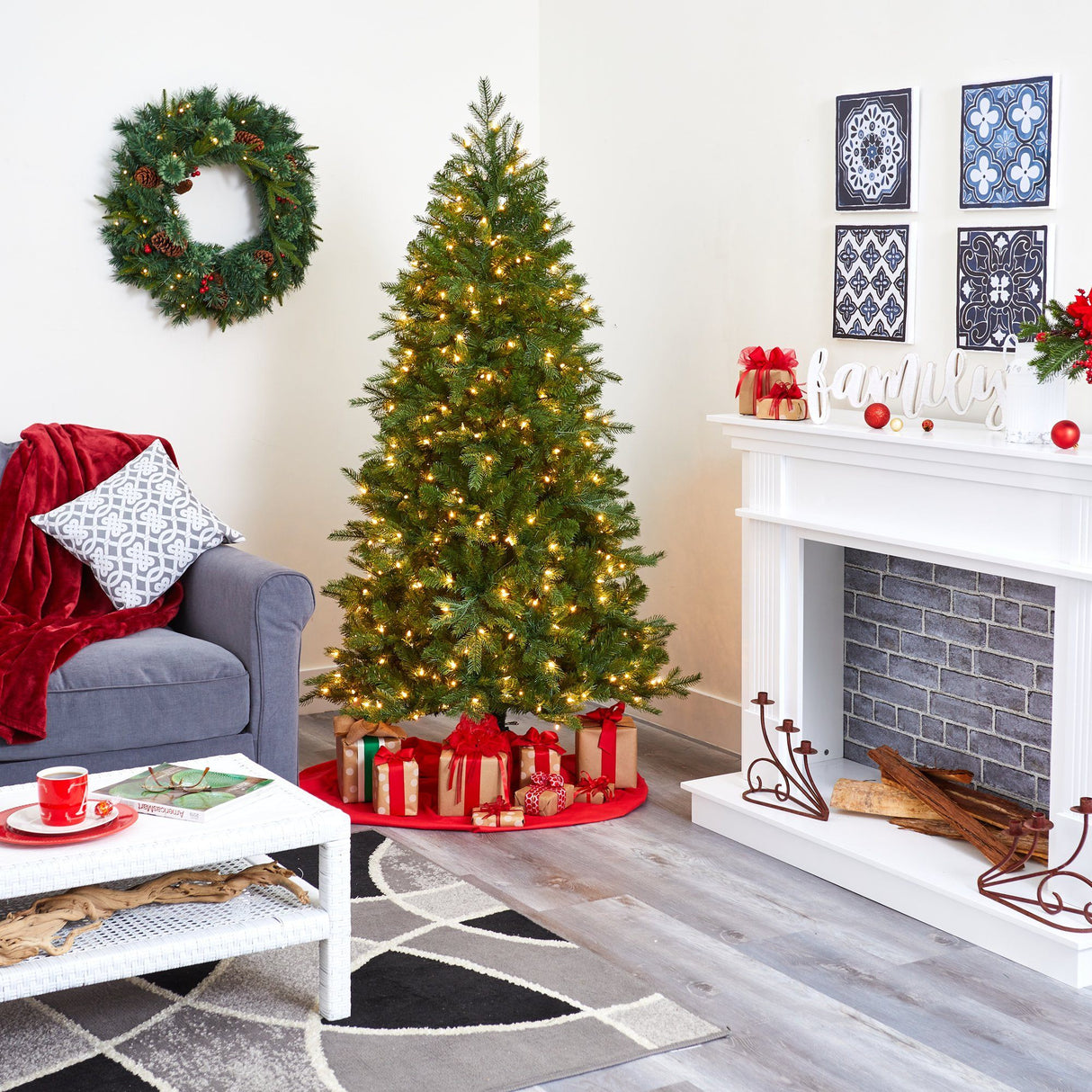 6' Vienna Fir Artificial Christmas Tree with 400 Warm White Lights and 843 Bendable Branches-Christmas Tree-Parc Decor