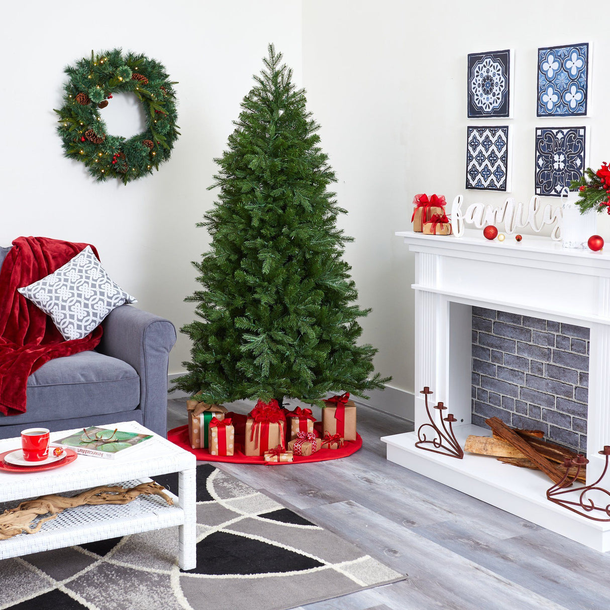 6' Vienna Fir Artificial Christmas Tree with 400 Warm White Lights and 843 Bendable Branches-Christmas Tree-Parc Decor