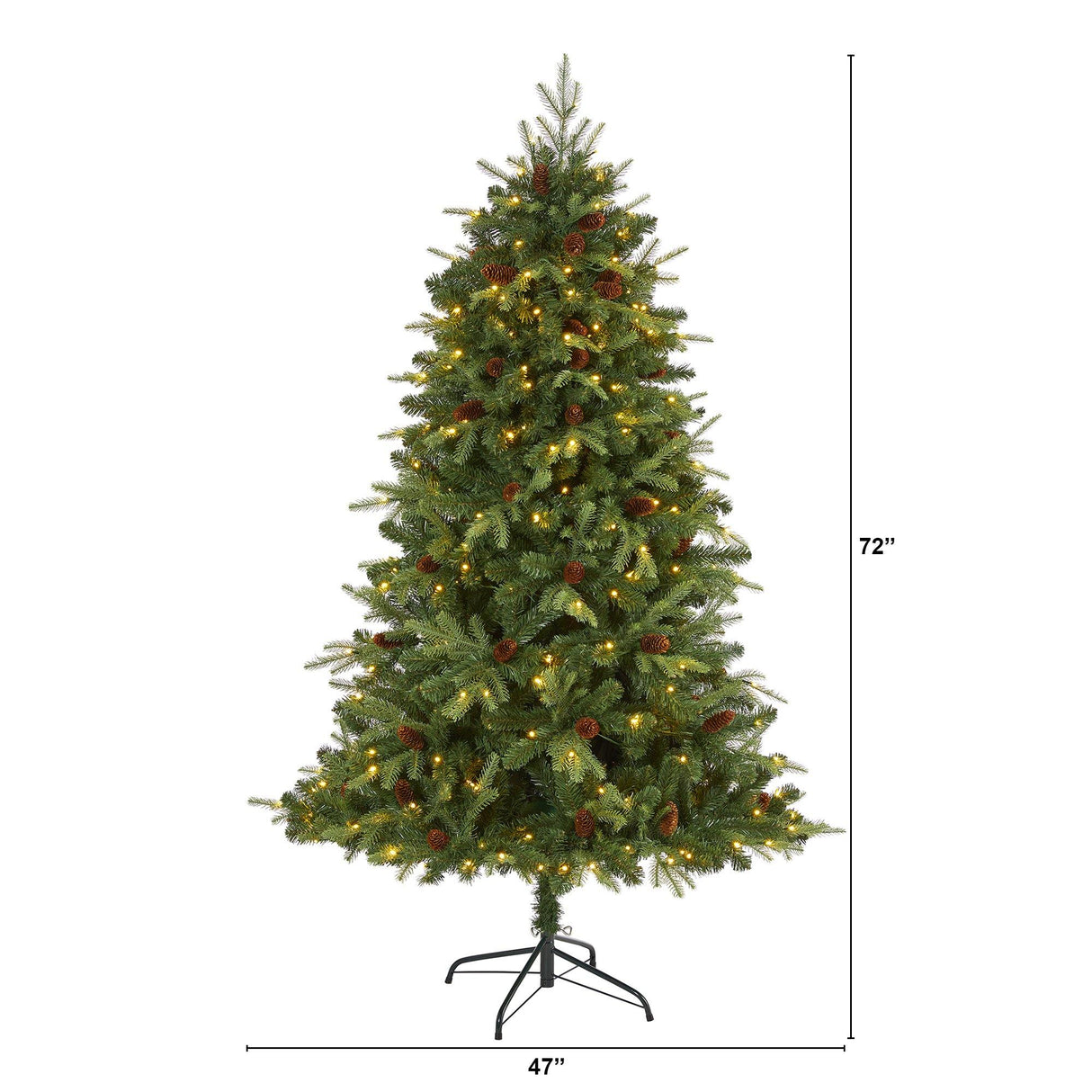 6’ Wellington Spruce “Natural Look” Artificial Christmas Tree with 300 Clear LED Lights and Pine Cones-Christmas Tree-Parc Decor
