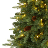 6’ Wellington Spruce “Natural Look” Artificial Christmas Tree with 300 Clear LED Lights and Pine Cones-Christmas Tree-Parc Decor