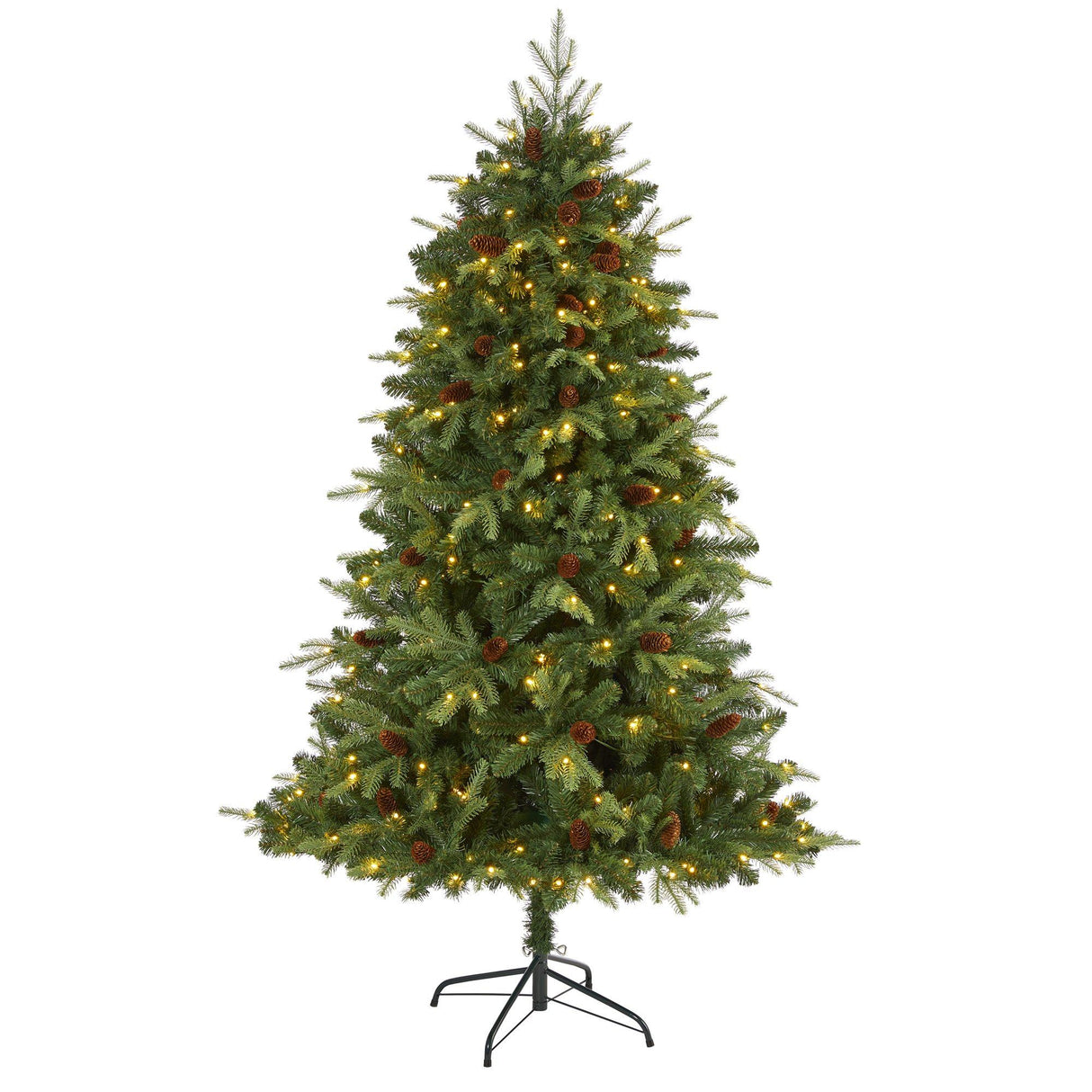 6’ Wellington Spruce “Natural Look” Artificial Christmas Tree with 300 Clear LED Lights and Pine Cones-Christmas Tree-Parc Decor