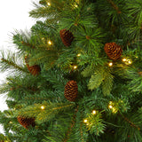 6’ West Virginia Full Bodied Mixed Pine Artificial Christmas Tree with 300 Clear LED Lights and Pine Cones-Christmas Tree-Parc Decor