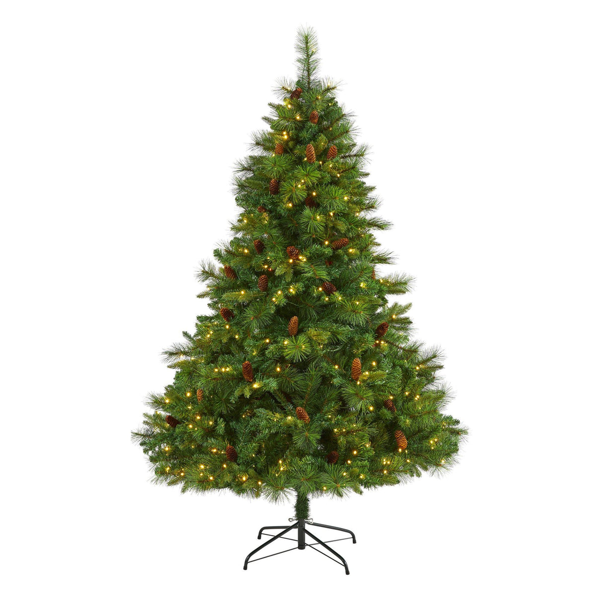 6’ West Virginia Full Bodied Mixed Pine Artificial Christmas Tree with 300 Clear LED Lights and Pine Cones-Christmas Tree-Parc Decor