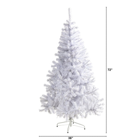 6’ White Artificial Christmas Tree with 680 Bendable Branches and 250 Clear LED Lights-Christmas Tree-Parc Decor