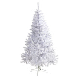 6’ White Artificial Christmas Tree with 680 Bendable Branches and 250 Clear LED Lights-Christmas Tree-Parc Decor