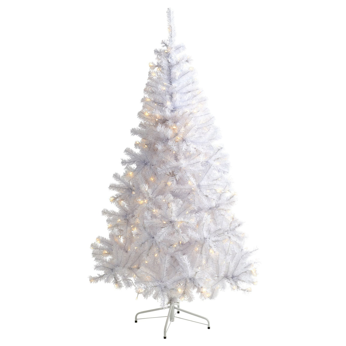6’ White Artificial Christmas Tree with 680 Bendable Branches and 250 Clear LED Lights-Christmas Tree-Parc Decor