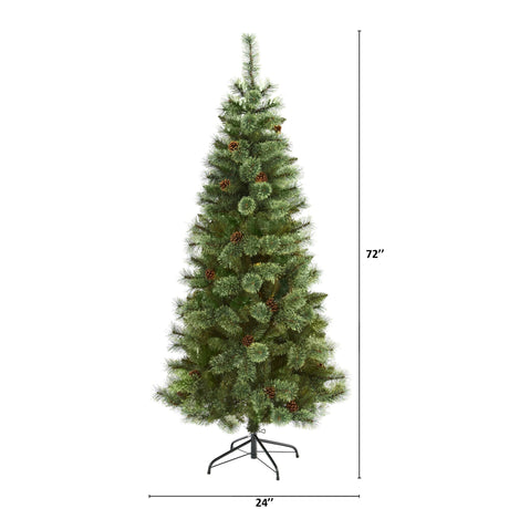 6’ White Mountain Pine Artificial Christmas Tree with 477 Bendable Branches-Christmas Tree-Parc Decor