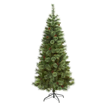 6’ White Mountain Pine Artificial Christmas Tree with 477 Bendable Branches-Christmas Tree-Parc Decor