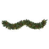 6’ White Mountain Pine Artificial Garland with 35 White Warm LED Lights and Pinecones-Garland-Parc Decor