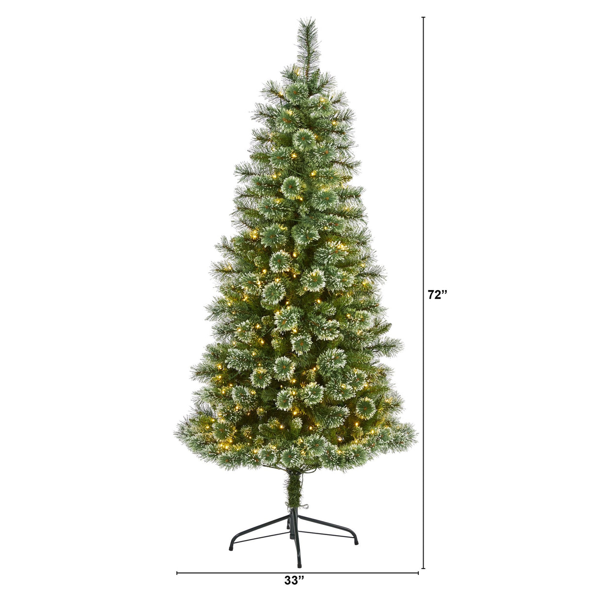 6’ Wisconsin Slim Snow Tip Pine Artificial Christmas Tree with 300 Clear LED Lights-Christmas Tree-Parc Decor