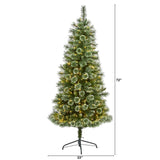 6’ Wisconsin Slim Snow Tip Pine Artificial Christmas Tree with 300 Clear LED Lights-Christmas Tree-Parc Decor