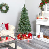 6’ Wisconsin Slim Snow Tip Pine Artificial Christmas Tree with 300 Clear LED Lights-Christmas Tree-Parc Decor