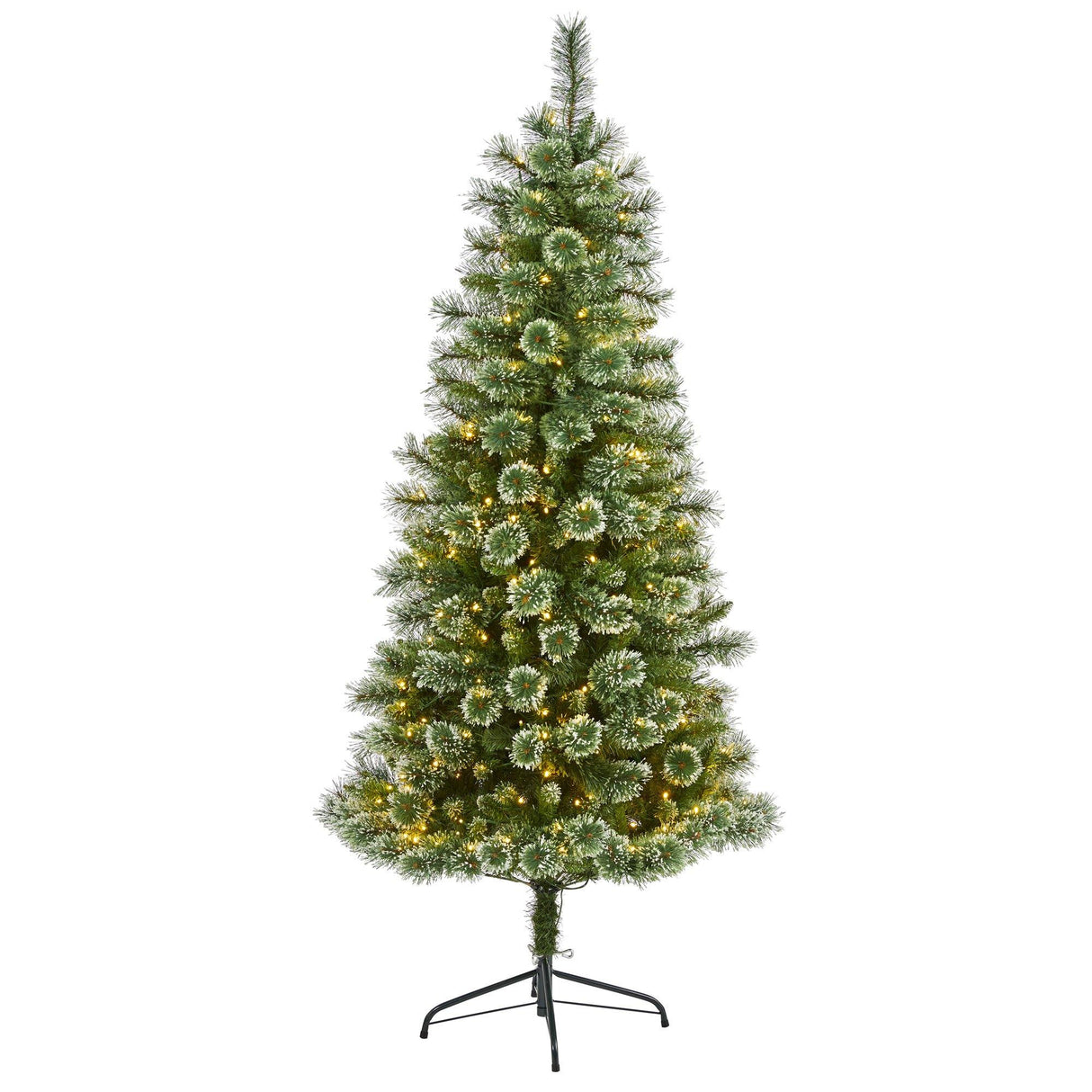 6’ Wisconsin Slim Snow Tip Pine Artificial Christmas Tree with 300 Clear LED Lights-Christmas Tree-Parc Decor