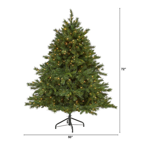 6’ Wyoming Mixed Pine Artificial Christmas Tree with 450 Clear Lights and 1090 Bendable Branches-Christmas Tree-Parc Decor