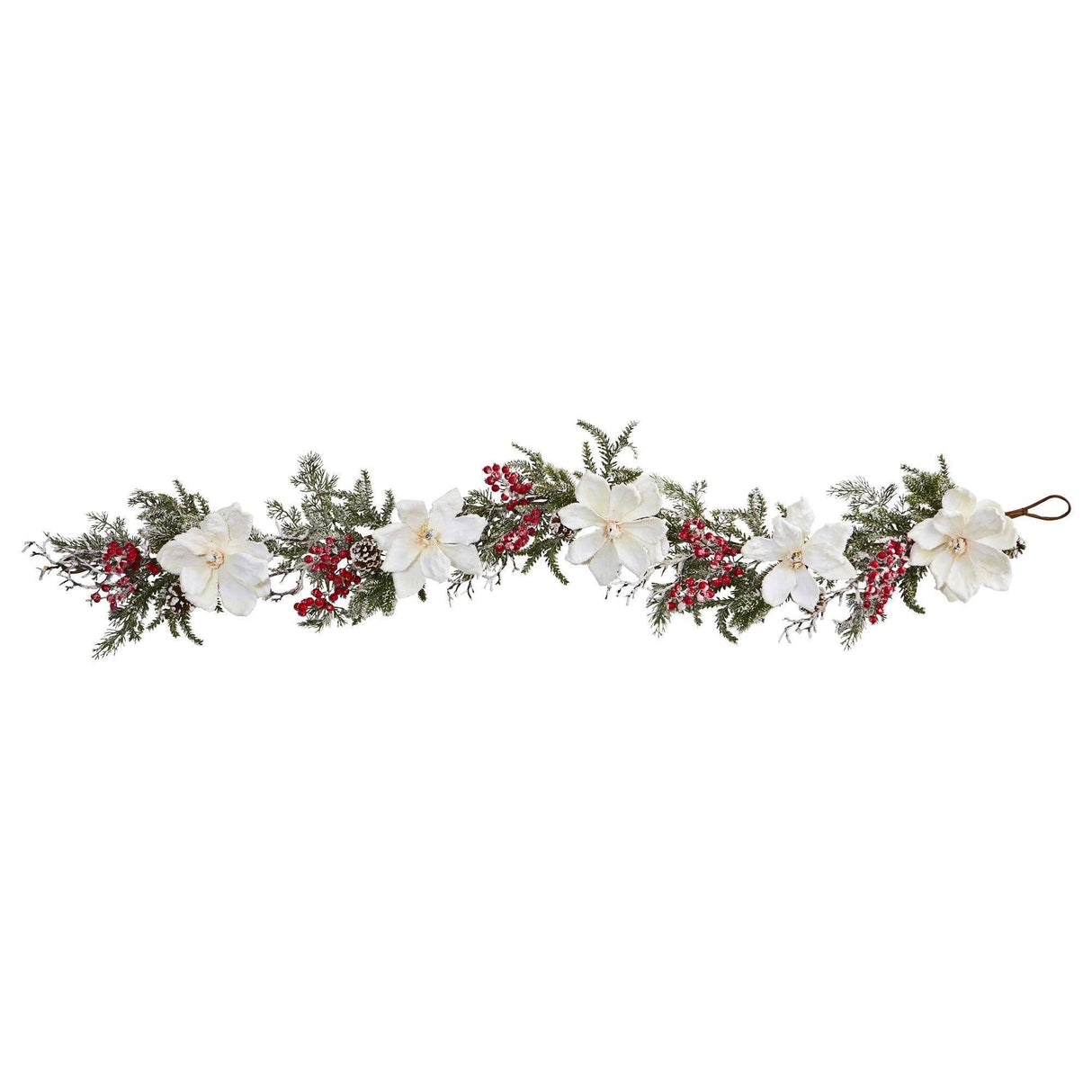 60” Frosted Magnolia & Berry Artificial Garland-Garland-Parc Decor