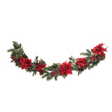 60" Poinsettia & Berry Garland-Garland-Parc Decor