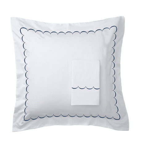 600 Thread Count Scallop Embroidered Euro Sham Pairs-Parc Decor