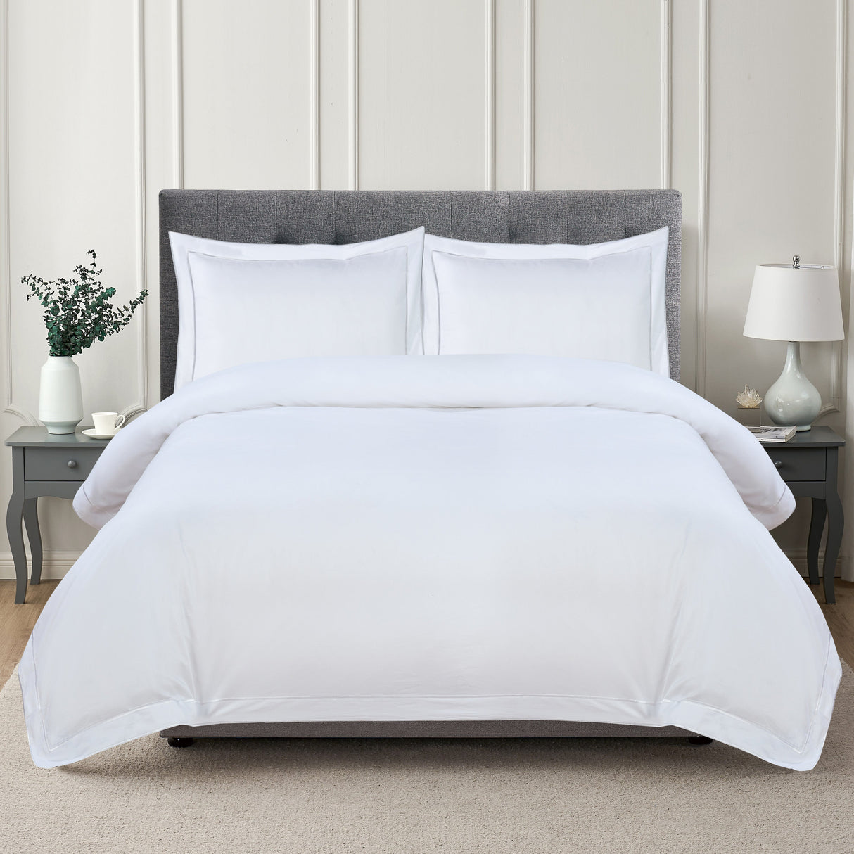 600 Thread Count Framed Sateen Embroidered Cotton Duvet Set-Duvet-Parc Decor