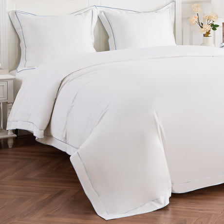 600 Thread Count Framed Sateen Embroidered Cotton Duvet Set-Duvet-Parc Decor
