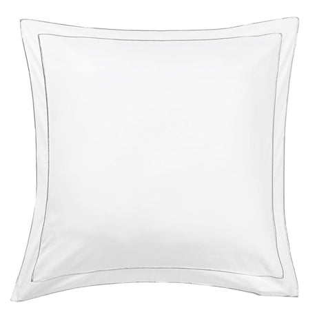 600 Thread Count Framed Sateen Embroidered Cotton Euro Sham Pair-Pillowcase-Parc Decor