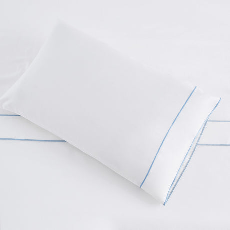 600 Thread Count Framed Sateen Embroidered Cotton Pillowcase Pair