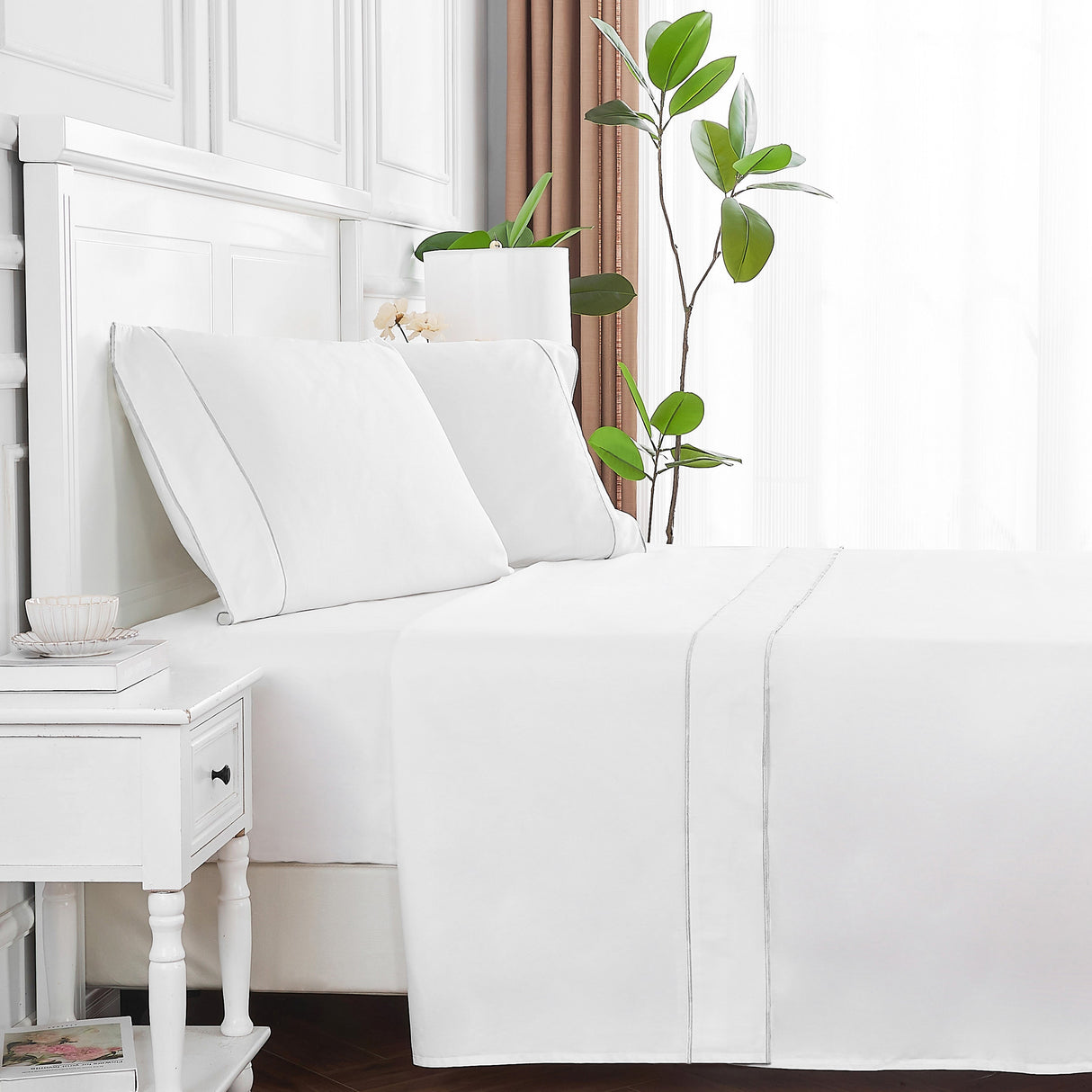 600 Thread Count Framed Sateen Embroidered Cotton Sheet Set-Sheets-Parc Decor