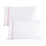 600 Thread Count Scallop Rope Embroidered Cotton Pillowcase Pair