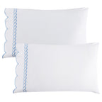 600 Thread Count Scallop Rope Embroidered Cotton Pillowcase Pair