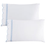 600 Thread Count Scallop Rope Embroidered Cotton Pillowcase Pair