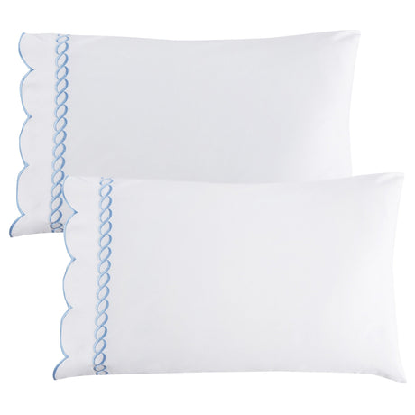 600 Thread Count Scallop Rope Embroidered Cotton Pillowcase Pair-Pillowcase-Parc Decor